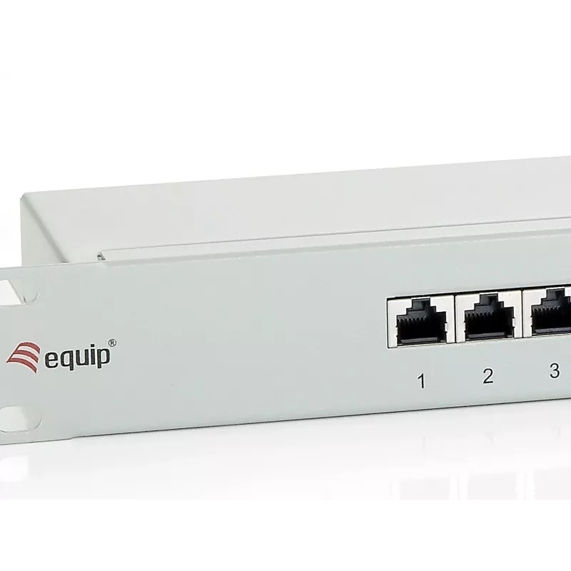 Equip 16-poorts Cat.6 afgeschermd patchpaneel, lichtgrijs, RJ-45, goud, Cat6, rackmontage, 1U, grijs