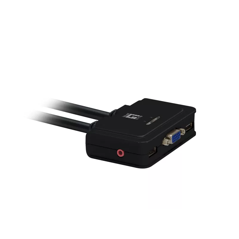 LevelOne 2-poorts USB VGA kabel KVM-switch, audio-ondersteuning, 2048 x 1536 pixels, zwart