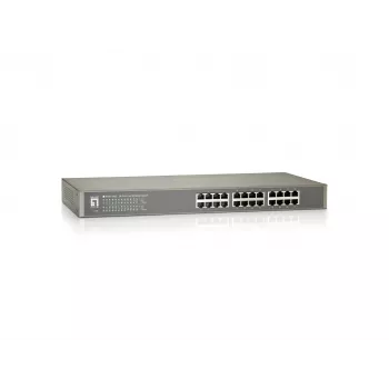 LevelOne 24-poorts Fast Ethernet-switch, unmanaged, Fast Ethernet (10/100), full-duplex, rackmontage