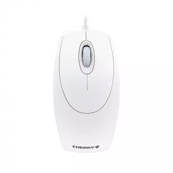 CHERRY WHEELMuis optische kabelmuis, lichtgrijs, PS2/USB, dubbelhandig, optisch, USB Type-A, 1000 DPI, wit