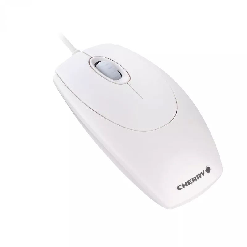 CHERRY WHEELMuis optische kabelmuis, lichtgrijs, PS2/USB, dubbelhandig, optisch, USB Type-A, 1000 DPI, wit