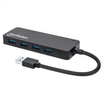 Manhattan USB-A 4-poorts hub, 4x USB-A-poorten, 5 Gbps (USB 3.2 Gen1 ook bekend als USB 3.0), USB-gevoed (geen externe voeding nodig), equivalent aan ST4300PBU3 & ST4300MINU3B