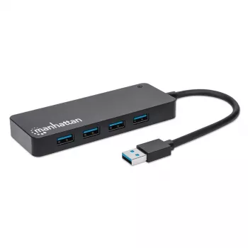 Manhattan USB-A 4-poorts hub, 4x USB-A-poorten, 5 Gbps (USB 3.2 Gen1 ook bekend als USB 3.0), USB-gevoed (geen externe voeding nodig), equivalent aan ST4300PBU3 & ST4300MINU3B