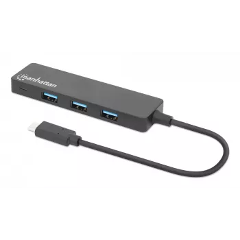Manhattan USB-C dock/hub, aansluitingen (4): USB-A (x4), 5 Gbps (USB 3.2 Gen1 ook bekend als USB 3.0), USB-gevoed (geen externe voeding nodig), equivalent aan HB30CM4AB