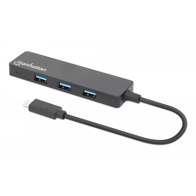 Manhattan USB-C dock/hub, aansluitingen (4): USB-A (x4), 5 Gbps (USB 3.2 Gen1 ook bekend als USB 3.0), USB-gevoed (geen externe voeding nodig), equivalent aan HB30CM4AB