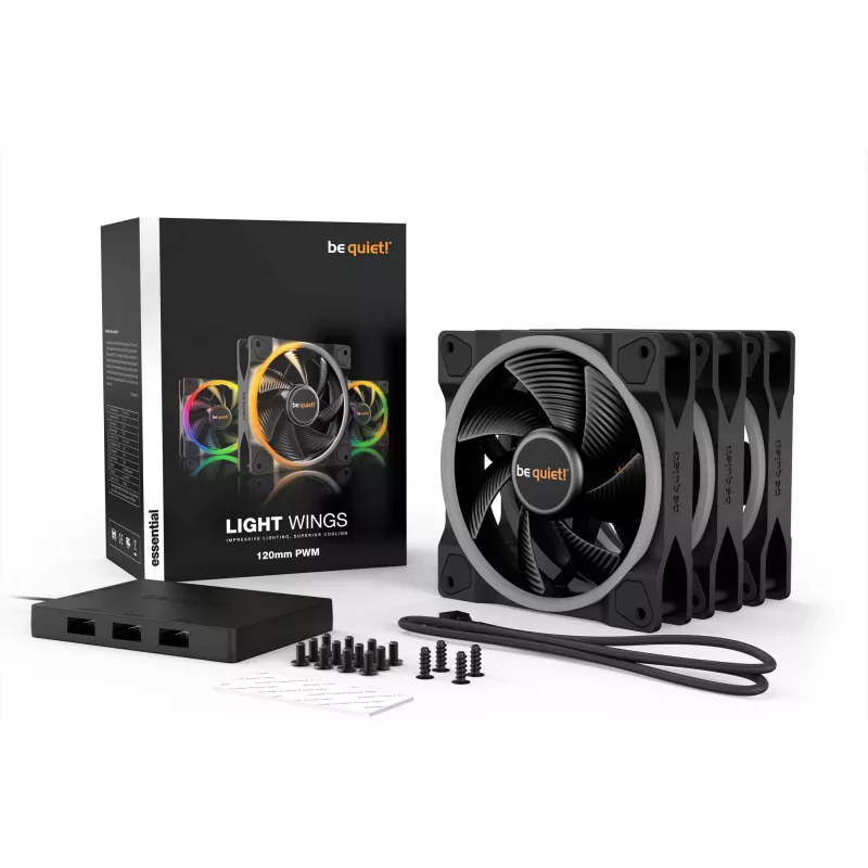 be quiet Light Wings 120mm ARGB PWM ventilator zwart 3-pack