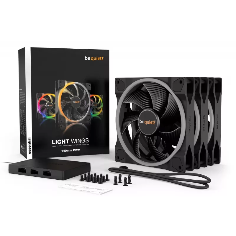 be quiet Light Wings 140mm ARGB PWM ventilator zwart 3-pack