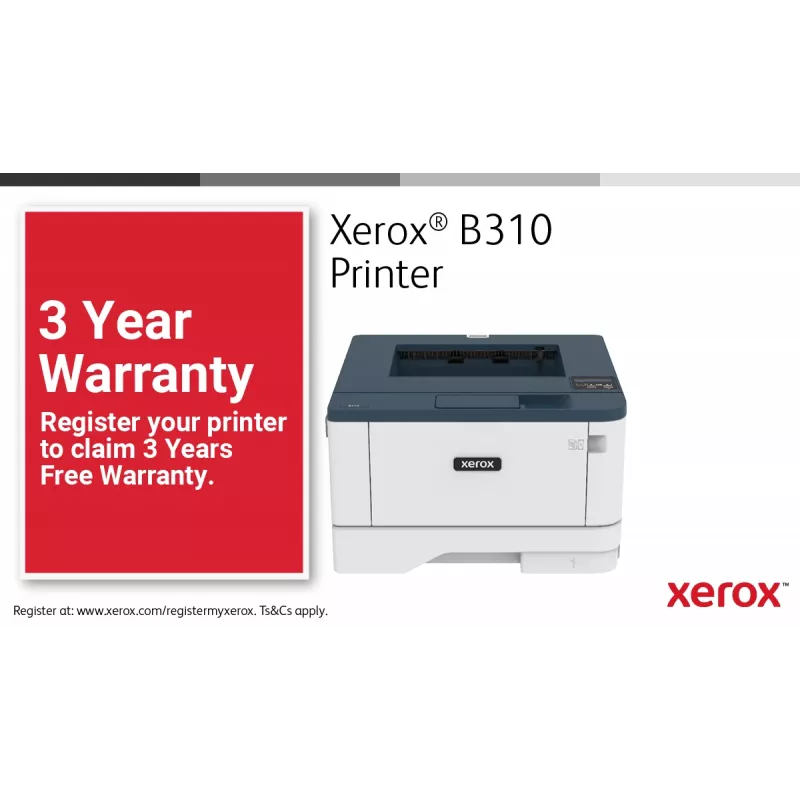 Xerox B310 A4 40ppm draadloze duplexprinter PS3 PCL5e/6 2 lades totaal 350 vellen