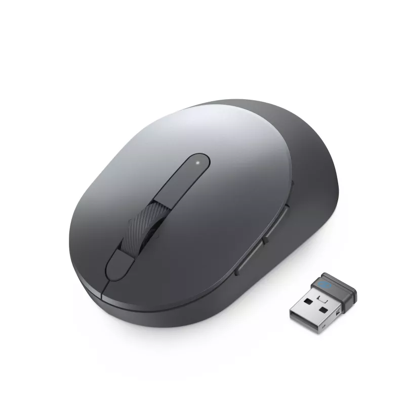 DELL Pro Plus Compact muis – MS5120W – Titan Gray, dubbelhandig, optisch, RF Wireless + Bluetooth, 1600 dpi, grijs, titanium