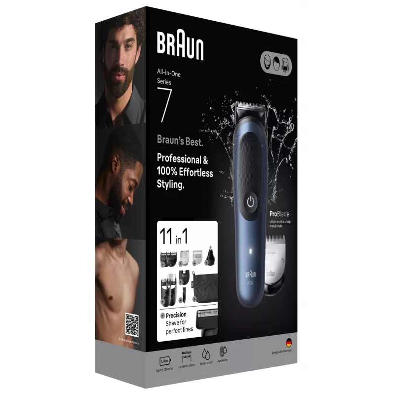 Haartrimmer Braun AIO7540 zwart blauw lithium-ion 120 min
