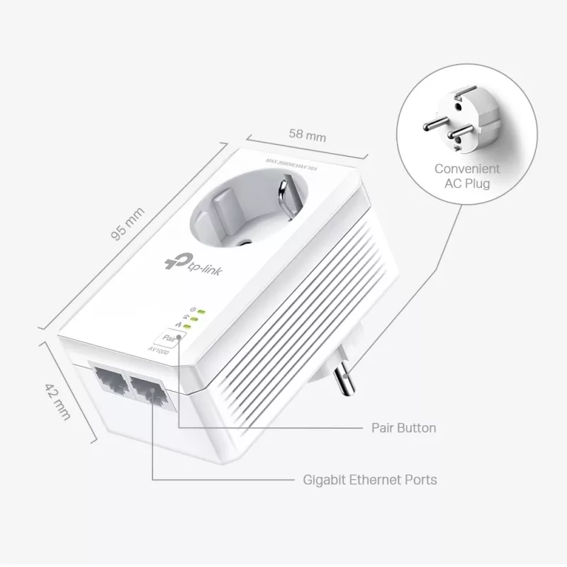 TP-Link TL-PA7027P KIT PowerLine-netwerkadapter 1000 Mbit/s Ethernet LAN wit 2 stuks