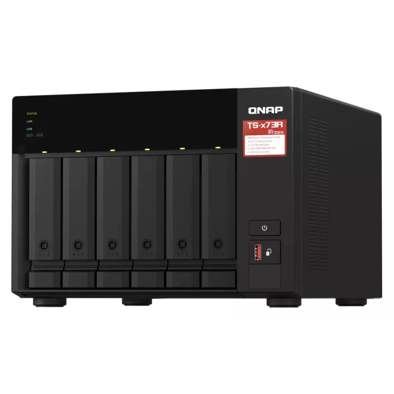 QNAP TS-673A-SW5T NAS/opslagserver tower Ryzen Embedded V1500B 8 GB DDR4 0 TB QNAP QTS zwart