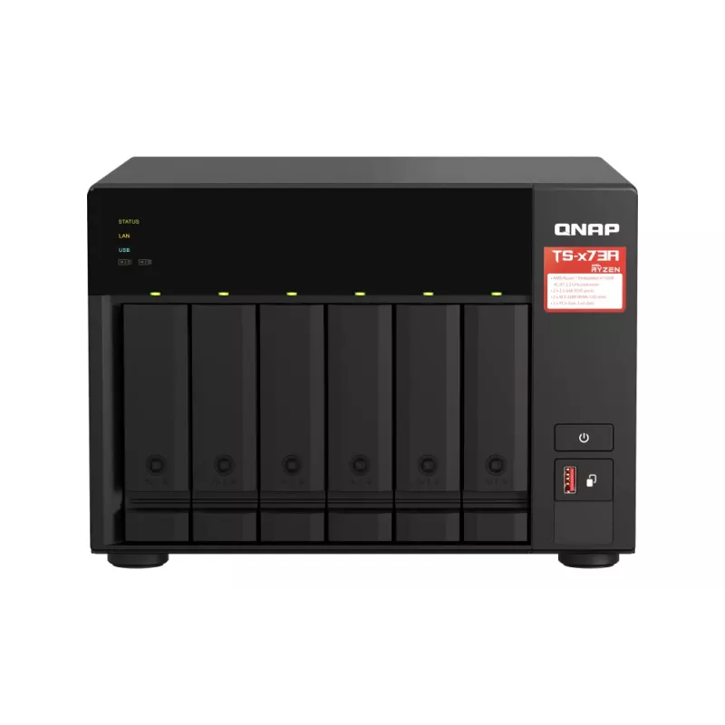 QNAP TS-673A-SW5T NAS/opslagserver tower Ryzen Embedded V1500B 8 GB DDR4 0 TB QNAP QTS zwart