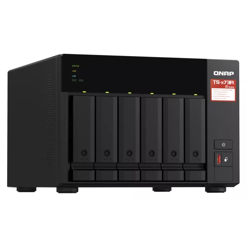 QNAP TS-673A-SW5T NAS/opslagserver tower Ryzen Embedded V1500B 8 GB DDR4 0 TB QNAP QTS zwart