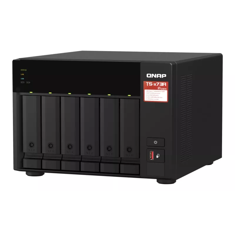 QNAP TS-673A-SW5T NAS/opslagserver tower Ryzen Embedded V1500B 8 GB DDR4 0 TB QNAP QTS zwart