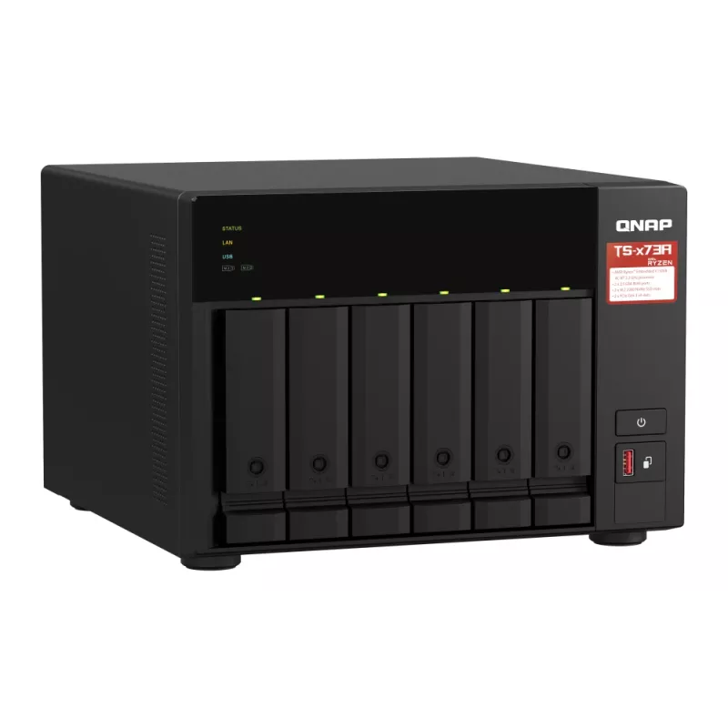 QNAP TS-673A-SW5T NAS/opslagserver tower Ryzen Embedded V1500B 8 GB DDR4 0 TB QNAP QTS zwart