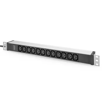 DIGITUS 1U aluminium PDU rackinbouwbaar 12x C13 16A 230VAC 50/60Hz randaardestekker