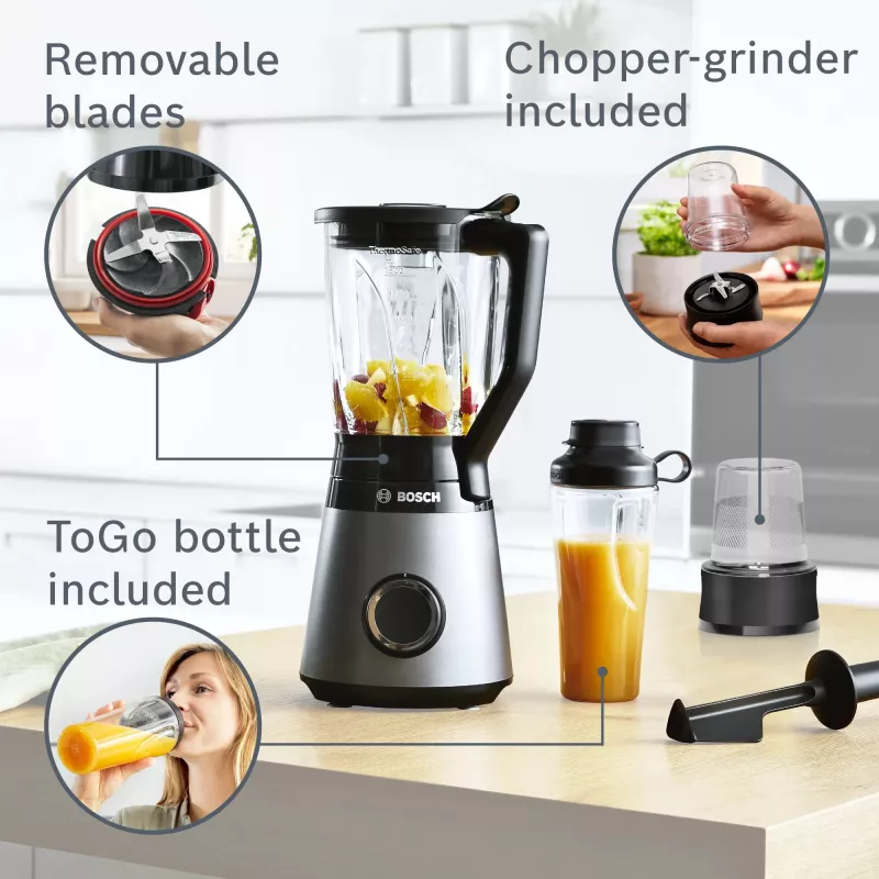 Bosch Serie 4 MMB6177S blender 1,5 L tafelmixer 1200 W zwart, zilver