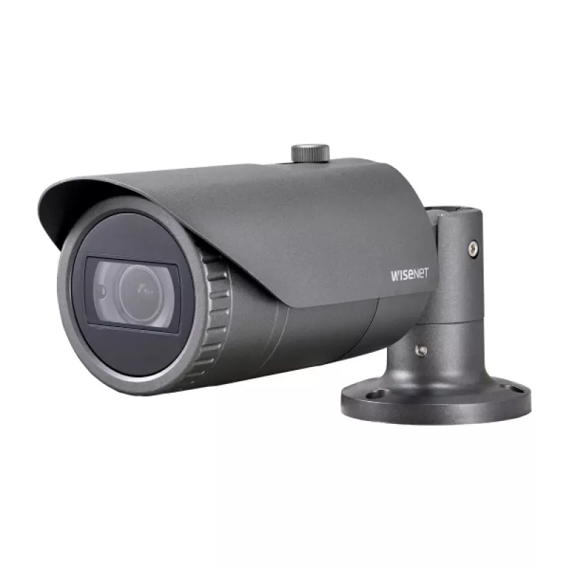 Hanwha Vision QNO-7082R WiseNet Q IP-bulletcamera voor buiten, 4 MP, 3,2–10 mm, 3,1x optische zoom, dag/nacht, grijs