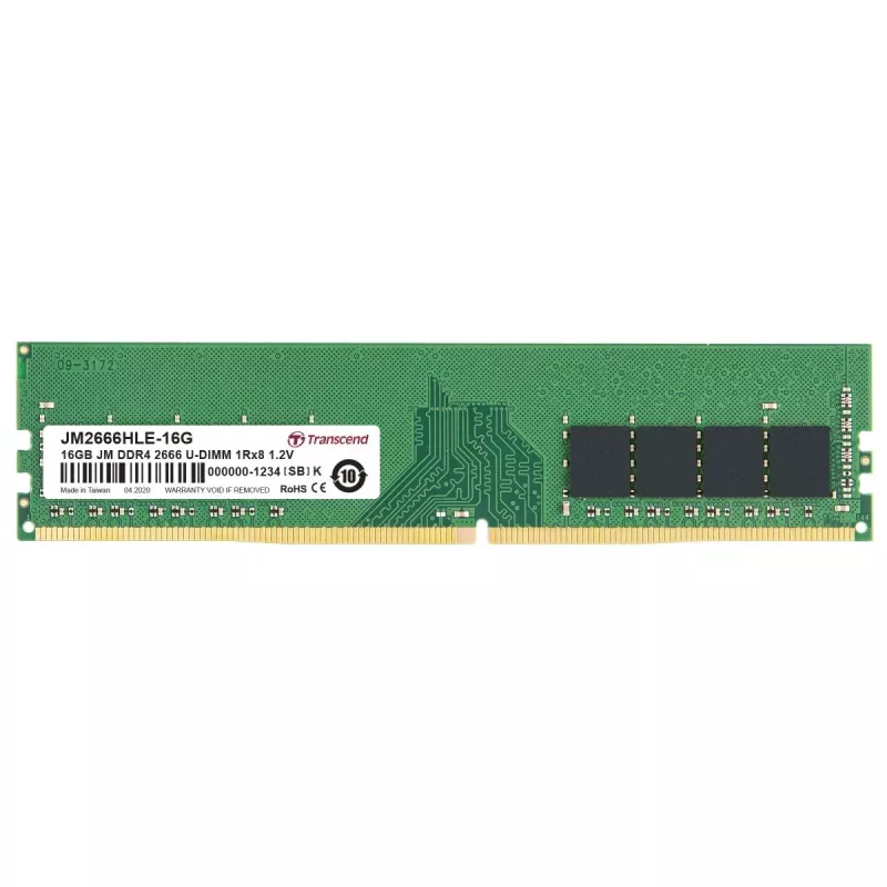 Transcend JetRAM JM2666HLE-16G 16 GB DDR4 2666 MHz U-DIMM 288-pins CL19 geheugenmodule