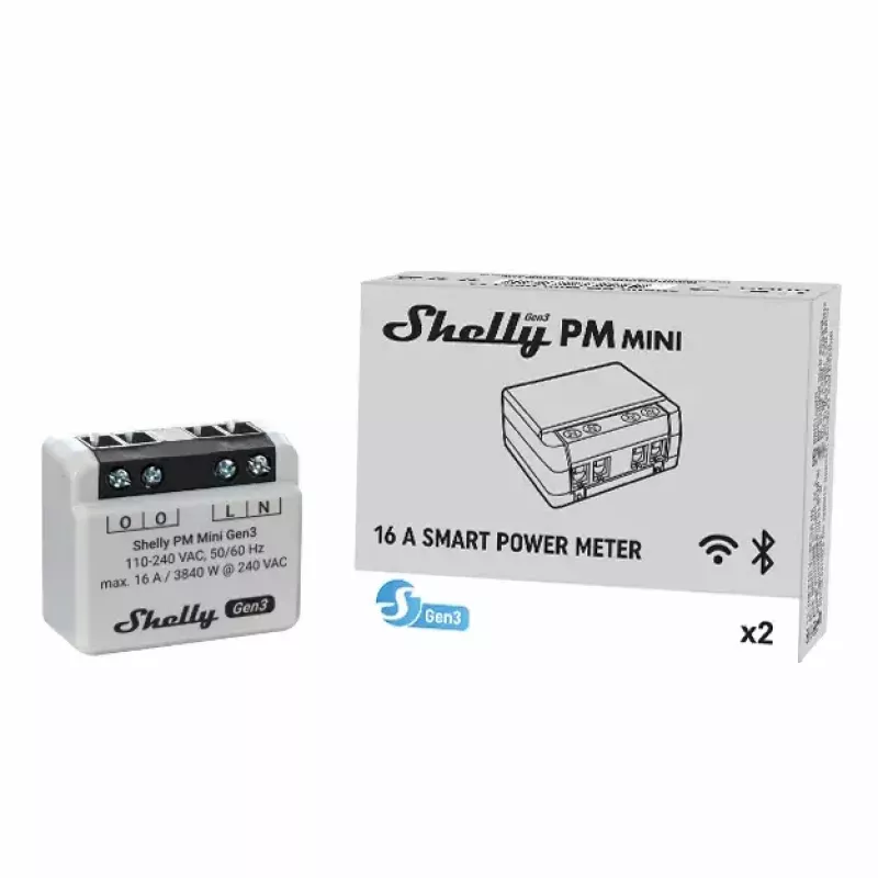 Slimme schakelaar Shelly PM Mini Gen3 draadloos 110-240V 1,2W