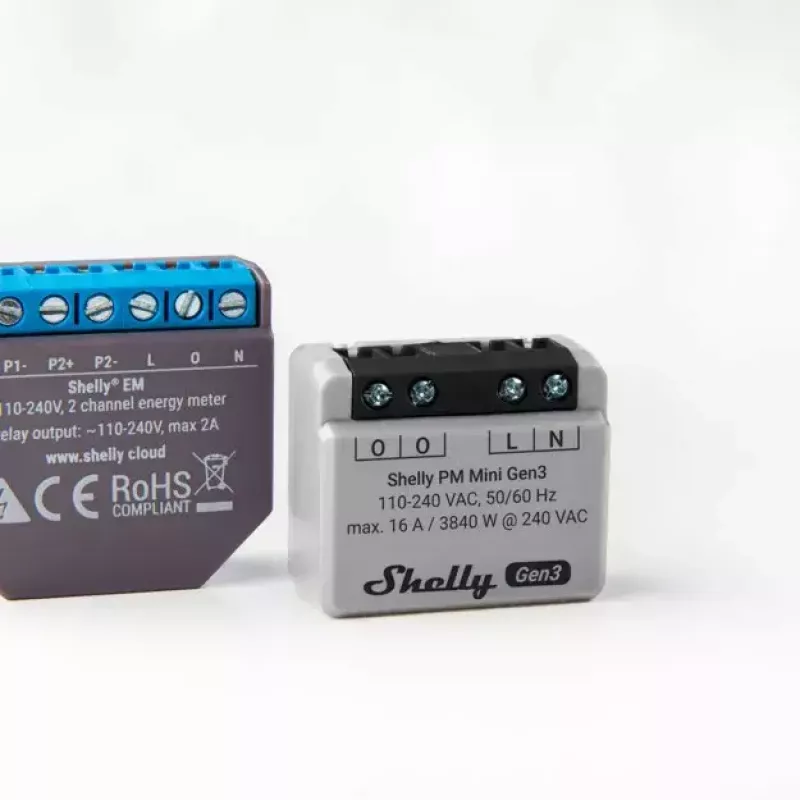 Slimme schakelaar Shelly PM Mini Gen3 draadloos 110-240V 1,2W