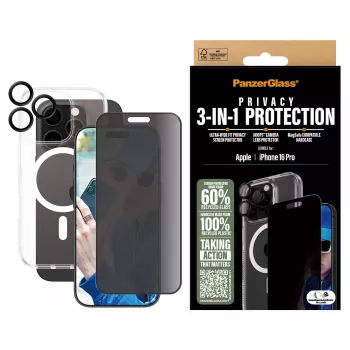 PanzerGlass 3-in-1 Privacy Protection Bundel iPhone '24 6,3 inch Pro