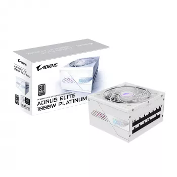 Voeding GIGABYTE AORUS ELITE P1000W ATX 3.1 1000W 80 PLUS Platinum Volledig modulair Wit, 6x (6+2) PCIe, 8 SATA