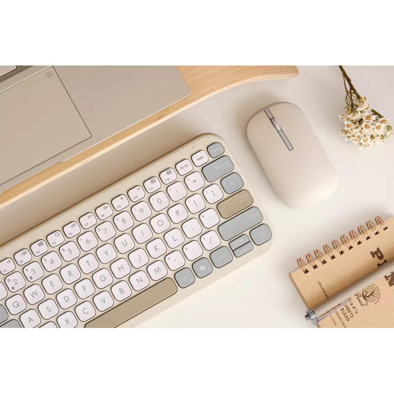ASUS Marshmallow KW100 Toetsenbord Draadloos Bluetooth QWERTZ Beige Grijs Wit
