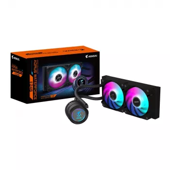 GIGABYTE AORUS WATERFORCE II 240 AIO vloeistof-CPU-koeler – 2x120mm ARGB-ventilatoren, schuifvergrendelingsmechanisme, DAISY-CHAIN, compatibel met Intel LGA 1851 en AMD AM5