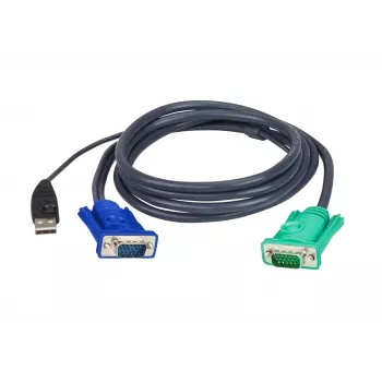 ATEN USB KVM-kabel 5m, 5 m, VGA, zwart, HDB-15 + USB A, SPHD-15, male