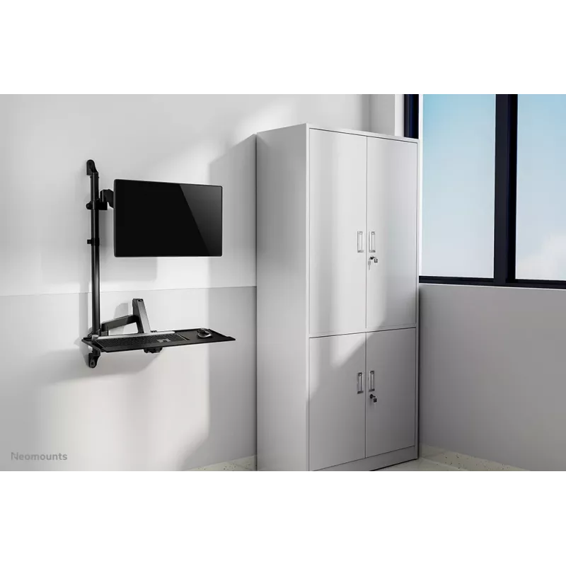 Wandgemonteerde zit-sta-werkstation Neomounts WL90-325BL1 max. gewicht 9 kg