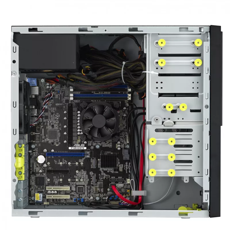 Tower-behuizing ASUS TS100-E11-PI4, zwart, met Intel C256-chipset, LGA1200-ondersteuning en 300 W-voeding