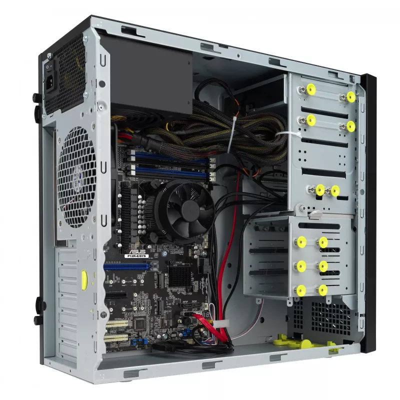 Tower-behuizing ASUS TS100-E11-PI4, zwart, met Intel C256-chipset, LGA1200-ondersteuning en 300 W-voeding