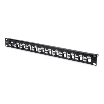 DIGITUS modulair patchpanel, afgeschermd 24-poorts, blank, 1HE, rackmontage, versprongen, kleur zwart RAL 9005