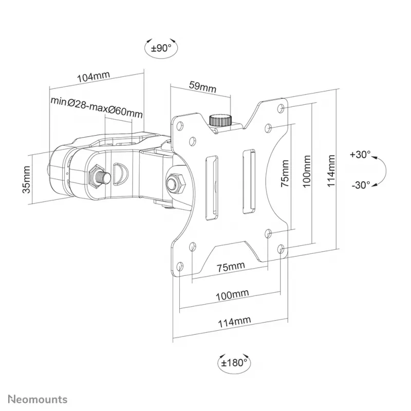 Neomounts FL40-430BL11 tv-mastmontagebeugel 17-32 inch - diam. 28-60 mm