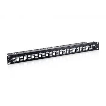 Equip 24-poorts Keystone Cat.6A afgeschermd patchpanel, zwart