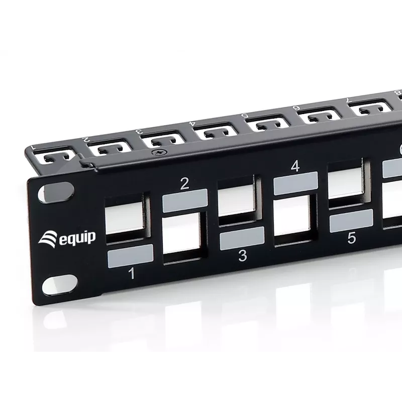Equip 24-poorts Keystone Cat.6A afgeschermd patchpanel, zwart