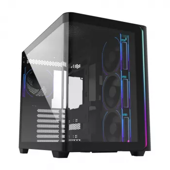 FSP M580-BP Plus behuizing Midi Tower mITX, mATX zwart ARGB, Midi Tower, PC, zwart, ATX, micro ATX, Mini-ITX, glas, SPCC, 16 cm
