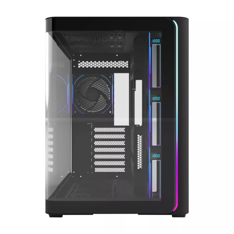 FSP M580-BP Plus Midi Tower pc-behuizing, ATX/mATX/Mini-ITX, ARGB, gehard glas, 4x 120 mm-ventilatoren, zwart