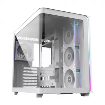 FSP M580-WP Plus behuizing Midi Tower mITX, mATX wit ARGB, Midi Tower, PC, wit, ATX, micro ATX, Mini-ITX, glas, SPCC, 16 cm