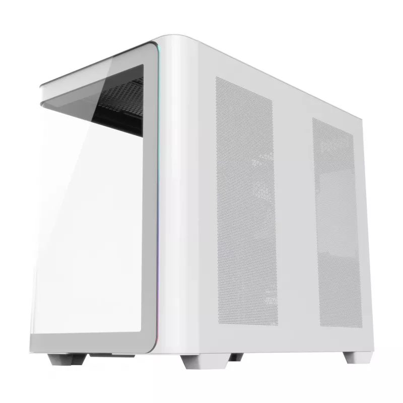 FSP M580-WP Plus Midi Tower pc-behuizing, ATX, ARGB, gehard glas, wit