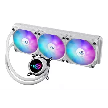 Vloeistofkoelset ASUS ROG Strix LC III 360 ARGB White Edition — 360-mm-radiator, 3x 120-mm-ARGB-ventilator, LCD-display, koperen bodem