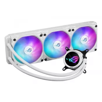 Vloeistofkoelset ASUS ROG Strix LC III 360 ARGB White Edition — 360-mm-radiator, 3x 120-mm-ARGB-ventilator, LCD-display, koperen bodem