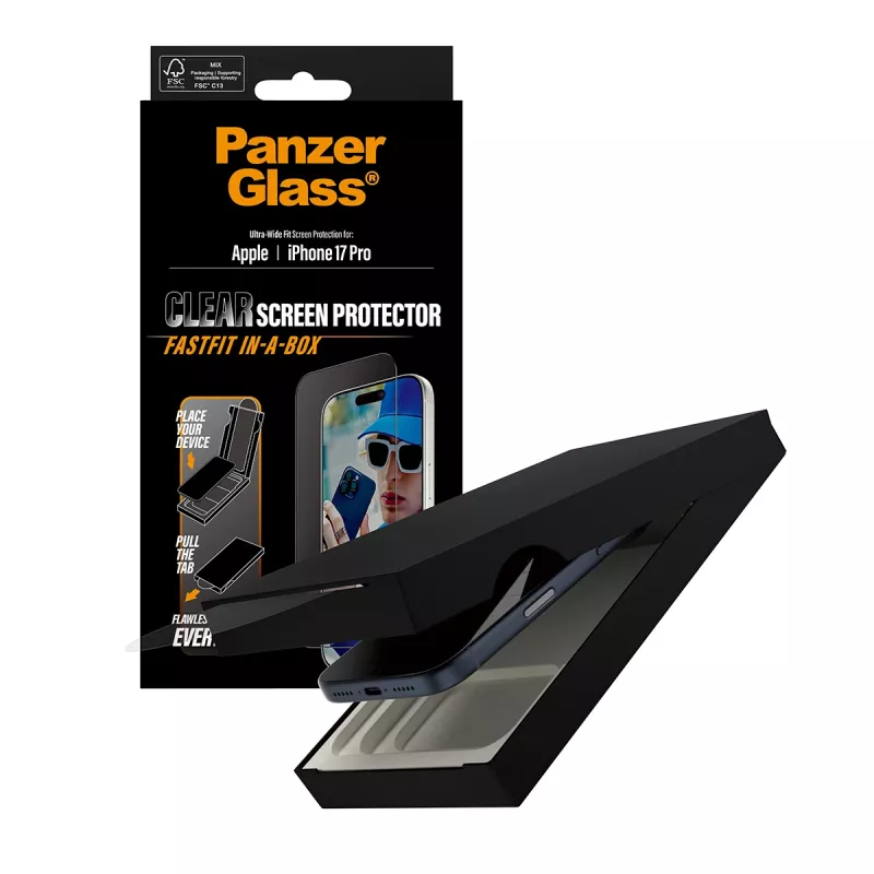 PanzerGlass ® schermbeschermfolie iPhone 17 Pro | Ultra-Wide Fit met FASTFIT IN-A-BOX