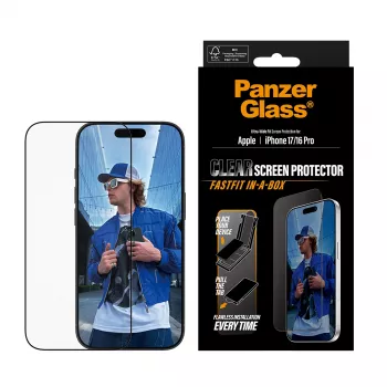 PanzerGlass® schermbeschermfolie iPhone 17 | iPhone 16 Pro | Ultra-Wide Fit met FASTFIT IN-A-BOX