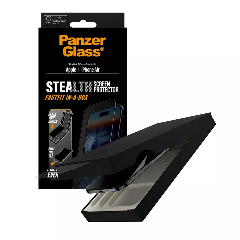PanzerGlass ® Stealth screenprotector iPhone Air | Ultra-Wide Fit met FASTFIT IN-A-BOX
