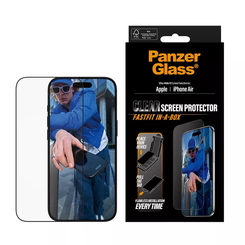 PanzerGlass ® schermbeschermfolie iPhone Air | Ultra-Wide Fit met FASTFIT IN-A-BOX