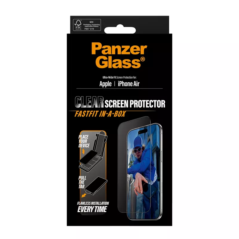 PanzerGlass ® schermbeschermfolie iPhone Air | Ultra-Wide Fit met FASTFIT IN-A-BOX