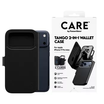 Beschermende 2-in-1 telefoonhoes met kaartvak PanzerGlass CARE Feature Case Tango met MagSafe voor iPhone 17 Pro Max, zwart